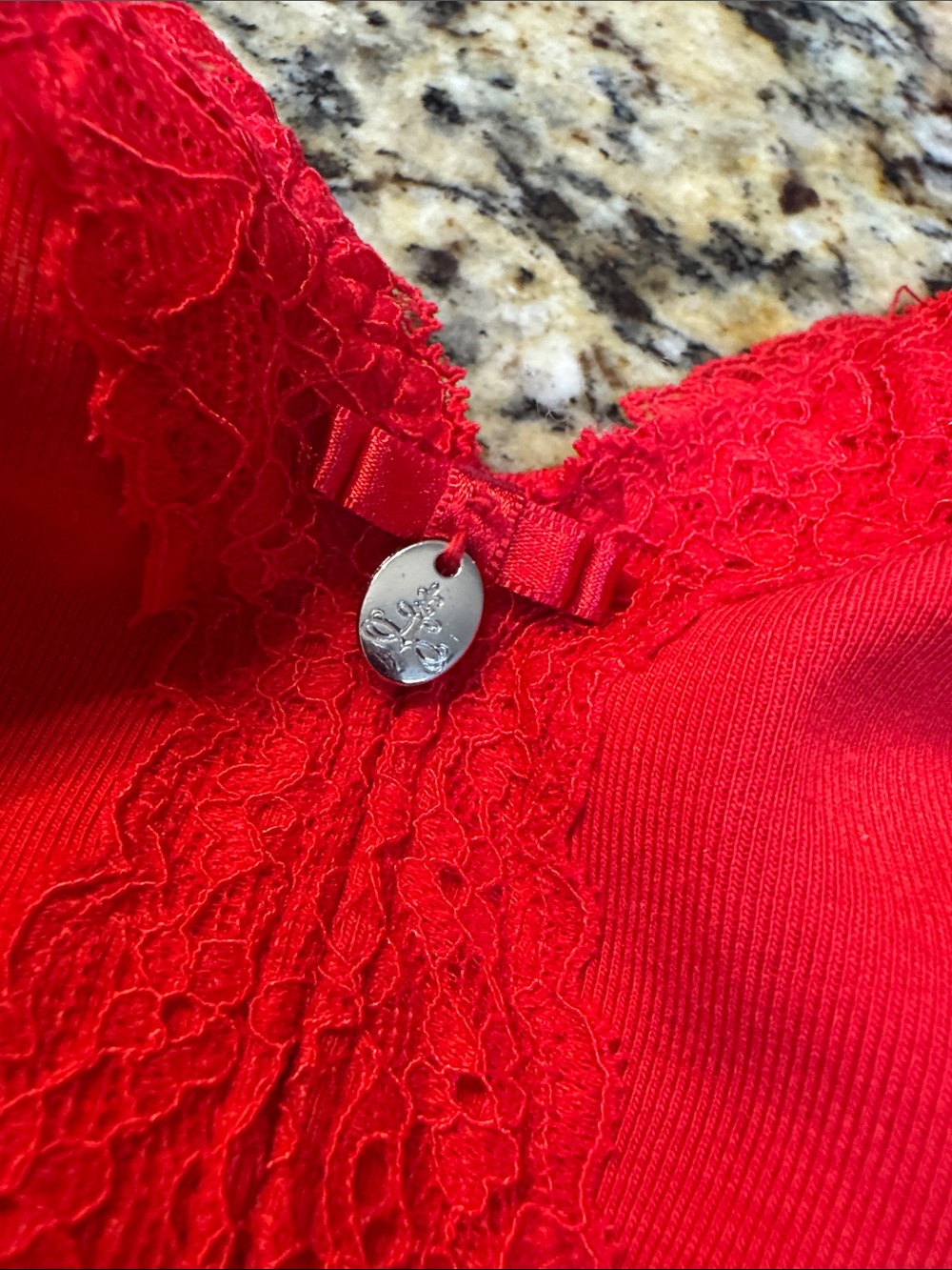 Curvy Couture Red Wireless Lace-Trim Bra - Picture 2 of 4